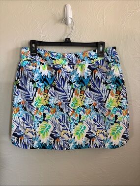 Lulu-B Tropical Print Mini Skort- Blue, Green, White, Navy